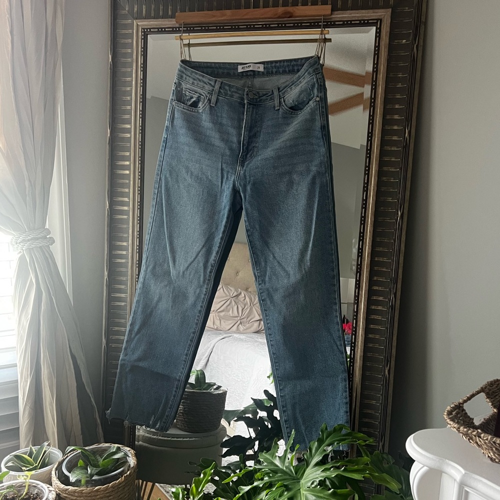 Straight Leg Blue Jeans